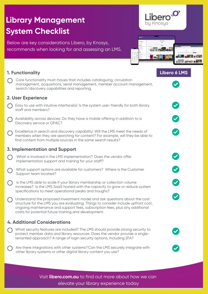 Library Inspection Checklist What should be on your checklist when evaluating new library management ...
